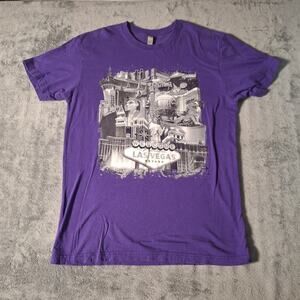 Vintage Las Vegas The Strip T-Shirt Size Medium Purple Cotton Short Sleeve
